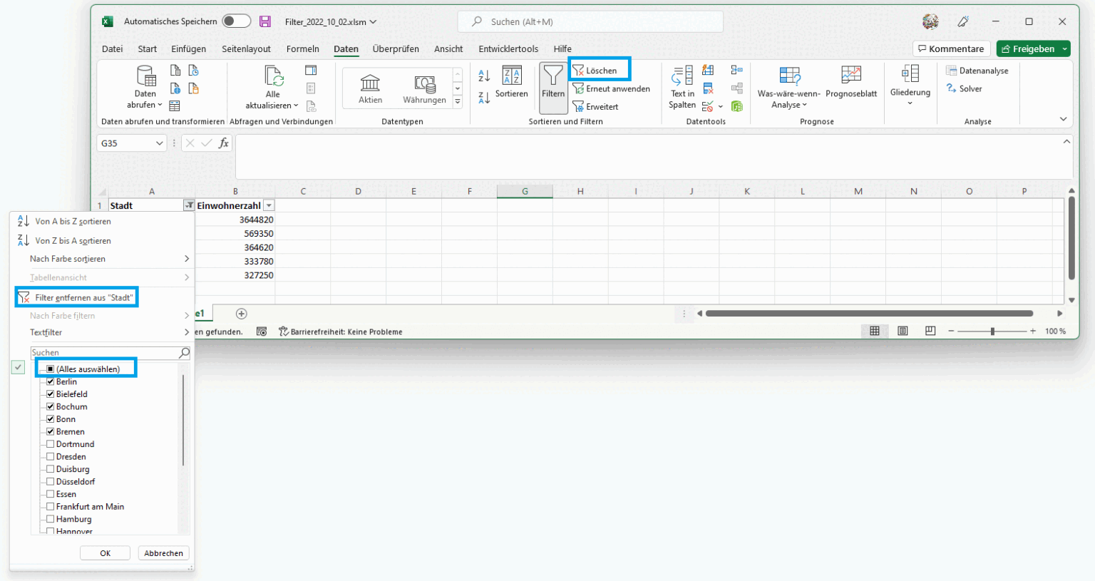 Daten mit einem Autofilter filtern Excel VBA Tipps